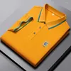 T-shirts masculins T-shirts High End Mulberry Silk Silk à manches courtes Polo Mode broderie T-shirt Summer Ice Cotton Breathable Men