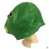 Maschere per feste Novità Maschera per testa di pesce verde in lattice - Bocca aperta Animale Cosplay Prop per annunci Drop Delivery Home Garden Festive Supplies Dhcbm