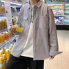 Camisas casuais masculinas Estilo Hong Kong Jaqueta Labour Moda Casaco folgado Roupa primavera Versátil camisa longa Top
