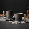 Kubki 330ml kreatywny ulga kubek ceramiczny z drewnianą rączką kawa herbata mleko kufel na piwo Drinkware ładne prezenty R230712
