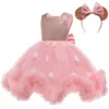 Tjejklänningar 1-6-årig bebis första födelsedagsfest fluffig mesh Tutu-klänning Flower Girl oregelbunden kjolklänning bröllopsfest middagsklänning 230712