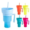 Canecas Snackies Cups 2 em 1 Top Snack Bowl On Drink Cup Splash Prova Leakproof Portable Snack Cup Para Adultos Crianças Journey Cinema Trip 230712