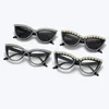 Okulary przeciwsłoneczne unikalne kwiatowe kryształowe kocie oko dla kobiet Enw Fashion Vintage diamentowe błyszczące okulary przeciwsłoneczne damskie czarne odcienie gradientu
