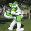 2018 direto da fábrica fursuit verde husky fantasia de mascote de pelúcia tamanho adulto trajes de festa de natal de halloween 2550