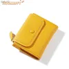 Mały Pu skórzany portfel damski Mini Lady portmonetka kieszonkowy żółty portfel damski dziewczyna klip na pieniądze marki małe damskie portfele torebka L230704