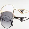 lunettes de soleil Cadre ovale en diamant pr ada Designer de lunettes de soleil Personnalité résistante aux radiations pour femmes Panneau de lunettes rétro pour hommes Valeur d'apparence élevée de haute qualité P11