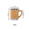 Mugs Natural Wooden Tea Water Cups Stainless Steel Liner Drinks Coffee Beer Mugs with Lid Kitchen Bar Drinkware R230712