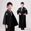 Novos meninos negros japoneses quimono criança guerreiro espadachins tradicionais Yukata criança performance de palco roupas cosplay 300O