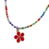 Chaînes collier de perles colorées bohème petite fleur pour filles 57BD