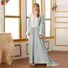 Vestuário étnico Dubai árabe muçulmano abaya vestidos de festa para mulheres moda casual solto com decote em v vestido abayas kaftan robe vestidos