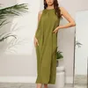 Casual Kleider Solide Lose-taille Damen Kleid 2023 Sommer Mode Oansatz Für Frauen Elegante Ärmellose Vestido De Mujer 26388