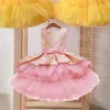 Flickans klänningar Flower Girl Wedding Party Dress Lolita Lace Bowknot Cake Tutu Girls School Graduation Party Performance Dress 3-12 år Vestidoshkd230712