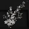 Hair Clips Women Leaf Bride Vine Pearl Wedding Flower Headband Crystal Beads Bridesmaid Headdress Bridal Headpiece Jewelry