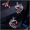 Baumeln Kronleuchter Bling Colorf Zirkon Chinesische Phoenix Tropfen Ohrringe Für Frauen Gril Geschenk Lieferung Schmuck Dh97U