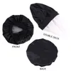 Doublure imperméable douche cheveux couverture Double couche bonnet de douche à larges bords bonnets de couchage femmes Satin Bonnet bonnet