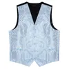 Gilet da uomo Arrivo Gilet azzurro per festa d'affari Sposo Matrimonio Paisley Gilet Fazzoletto Gemelli Set Uomo Tuxdo