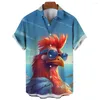 Heren Casual Shirts Strand Kip Gedrukt Korte Mouwen Zomer Shirt Harajuku Oversized Tops Dagelijkse Kleding Hawaiian Tees