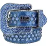 Bb luxury belts men's designer belts women's shiny diamond belts black background black blue and white multi-color shiny rhinestone holiday gifts