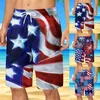 Men's Shorts Mens Pants Summer Independence DayPocket Drawstring Loose Large Size Sports Running Straight Short Bathing Suit Fitness Jogging