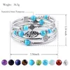Nouveau Naturel TurquoiseTigereye Winding Bracelet MultiCircle Layered Natural Stone Beaded Bracelet charm bracelets for women L230704