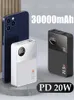 30000mAh Power Bank PD 20W QC3.0 Charge rapide Batterie de secours extérieure Portable Powerbank auxiliaire de rechange externe 20000mAh L230619