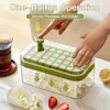 Ice Cream Tools Onebutton Press Type Mold Box Silicone Cube Maker Reusable DIY Tray with Storage Cocktail Accessories 230711