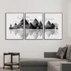 3 stks Set Canvas Schilderij Abstracte Moderne Black Mountain Wall Art Prints En Posters Voor Woonkamer Woondecoratie L230704