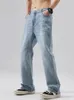 Męskie dżinsy Y2k Spodnie Fashion Vintage Washed Straight Denim Summer Korean Style Casual luźne spodnie z szerokimi nogawkami