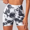 Pantaloncini attivi Senza cuciture Donna Palestra Push Up Bottino Allenamento Tie Dye Fitness Yoga Calzamaglia sportiva Pantaloni corti da motociclista a vita alta