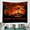 Tapissries Halloween Tapestry Art Filte Curtain Hanging Home Bedroom Living Room Decoration Scory Pumpkin Skull Bat Castle