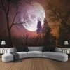 Arazzi Foresta stellata Vista notturna Paesaggio lunare Arazzo da parete Arte Decorativa Coperta Tenda appesa Casa Camera da letto Soggiorno Decorazione R230710