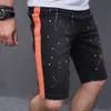 Jeans Masculino Masculino Verão Streetwear Slim Fit Jeans Rasgado Shorts Elegante Com Buracos Sólidos Casual Calças Retas Fivepoint 230711