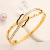 Fashion Classic Jewelry Designer Bracelet Gold Plated Brand Double Letter Bracelet Crystal Rhinestone Valentines Day Wedding Party