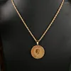 Pendant Necklaces Stainless Steel Ottoman King Penant Necklace Gold Plated With Slid Chain Ethnic Turksih Coin Jewelry Arabic Wedding