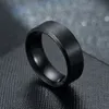 Wedding Rings Stainless Steel Black Charms Men Ring Engagement 8mm Simple Smooth Fashion Jewelry 230712