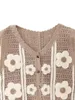 Women's Tanks Y2k Harajuku Fashion Floral Crochet Single Breasted Short Knitted Vest Bohemian Retro Style Slim Sweater Tank Tops Beachwear