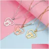 Collares pendientes de acero inoxidable niño niña collar amor corazón chapado en oro regalo conmemorativo gota entrega joyería colgantes Dhfa9