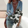 Women's Blouses Shirts Print Button Shirts Spring Autumn Hot Selling Fashion Women Shirt 2023 Office Lady Turn-down Collar Slim Single Breasted Blouse L230712