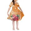 Casual Dresses Kids Custom Design Dress Polynesian Tribal Clothing CHUUK Red Pattern All Print Loose For 4-14 Years Girl Clothes