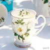 Canecas de porcelana de osso engraçadas canecas de café de porcelana pintura floral vintage campo copos de café drinkware taza xícara de chá arte R230712