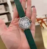 36 mm paar groen lederen quartz horloge geometrische Romeinse cijfers horloges dames heren vierkante diamanten polshorloge zirkoon cirkel klok