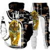 Erkeklerin Takipleri Hayvan Tiger 3D Baskılı Hoodie ve Pantolon Takım Trendi Erkek Kadınlar 2 PCS Sportwear Demir Setleri Sonbahar Kış Giysileri
