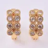 Stud Earrings Exquisite Rose Gold Plated Women Filled White Zircon Round Crystal FOR Jewelry Gifts