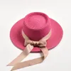 Chapeaux pour femmes haut plat ruban nœud papillon élégant chapeaux de soleil en paille été Protection solaire chapeau de plage Gorras Hombre