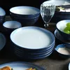 Dinnerware Sets Color Gradient Plates And Cups Restaurant Ceramic Tableware Simple Style Bowls Chinese Elegant Containers Kitchen