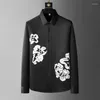 Men's Casual Shirts Luxury Flowered Long Sleeve Slim Business Dress Social Party Streetwear High-quality Men Clothing