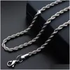 Kedjor Twisted Titanium Stål Halsband Fet Kedje Design Uni Accessory För snygg look Drop Delivery Smycken Halsband Hängen Dhpes