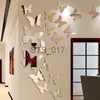 Autres autocollants décoratifs 3D décoratif papillon creux cristal papillons Stickers muraux pour mariage salon chambre décor miroir papillons décalcomanies x0712