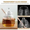 Ensembles de vaisselle 1 ensemble de sirop transparent pour bocal en verre recouvert de café support de confiture de conteneur de miel exquis