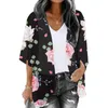 Ethnische Kleidung Sommer Damen Blumendruck Puffärmel Chiffon Kimono Cardigan Lose Cover Up Casual Bluse Tops